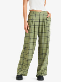 1 Great Influence - Relaxed Flannel Trouser Style Trousers for Women Green ERJNP03665 Roxy