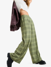 2 Great Influence - Relaxed Flannel Trouser Style Trousers for Women Green ERJNP03665 Roxy