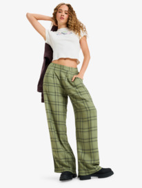 3 Great Influence - Relaxed Flannel Trouser Style Trousers for Women Green ERJNP03665 Roxy