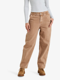 1 Break My Soul - Mid Rise Barrel Leg Trousers for Women Brown ERJNP03666 Roxy
