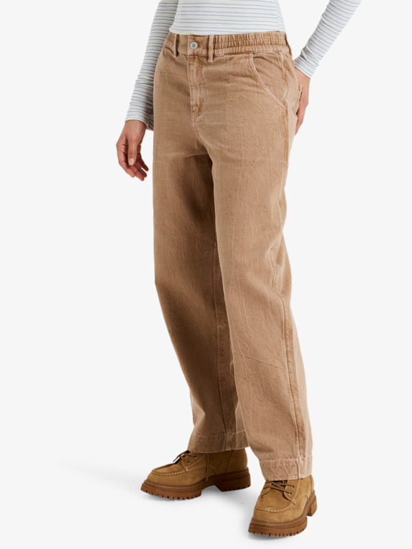 2 Break My Soul - Mid Rise Barrel Leg Trousers for Women Brown ERJNP03666 Roxy