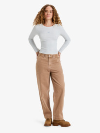 3 Break My Soul - Mid Rise Barrel Leg Trousers for Women Brown ERJNP03666 Roxy