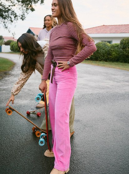 Surf On Cloud Cord - Corduroy Wide Leg Trousers for Women  ERJNP03678