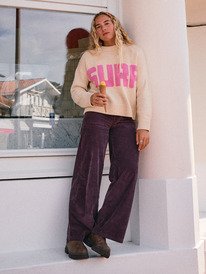 0 Surf On Cloud Cord - Corduroy Wide Leg Trousers for Women Red ERJNP03678 Roxy