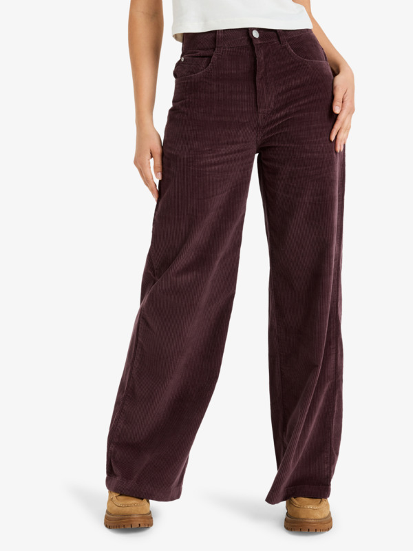 3 Surf On Cloud Cord - Corduroy Wide Leg Trousers for Women Red ERJNP03678 Roxy