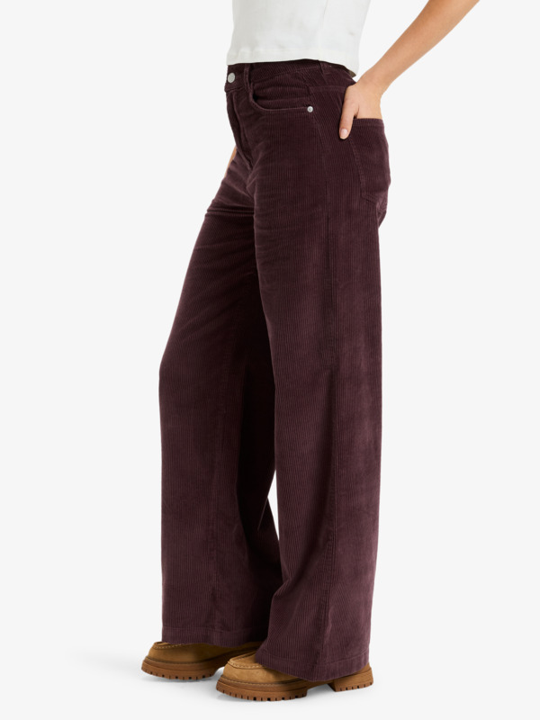 4 Surf On Cloud Cord - Corduroy Wide Leg Trousers for Women Red ERJNP03678 Roxy