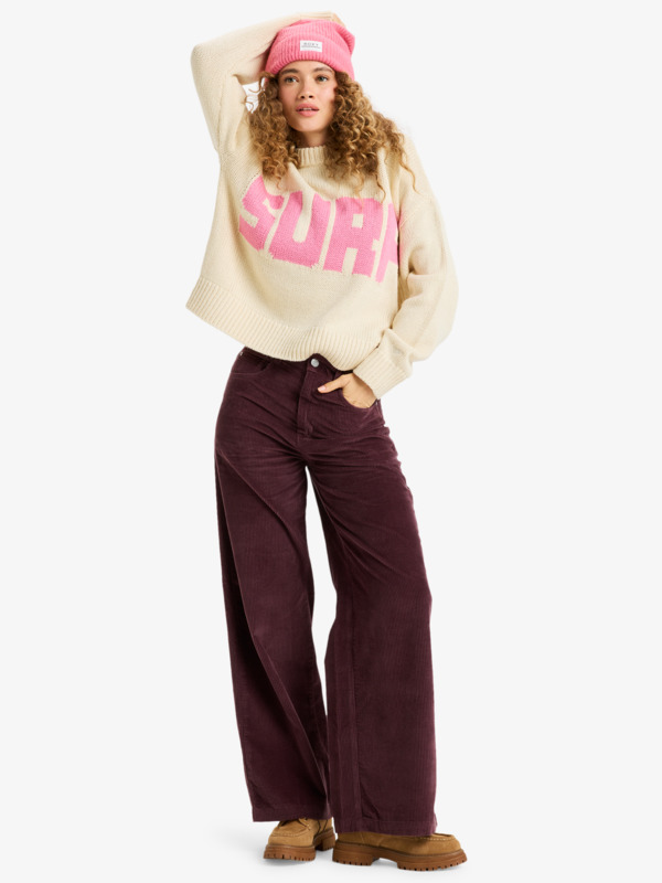 5 Surf On Cloud Cord - Corduroy Wide Leg Trousers for Women Red ERJNP03678 Roxy
