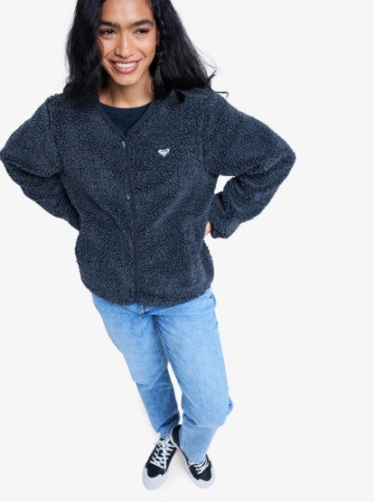 Iconic Town - Button Up Polar Fleece Top for Women  ERJPF03229