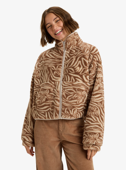 Blurry Cloud Print - Full Zip Relaxed Fleece for Women  ERJPF03236