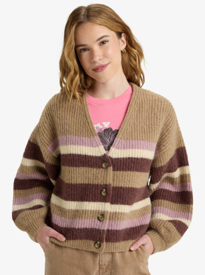 Marble Tiles Stripe - Slouchy Cardigan for Women  ERJSW03669