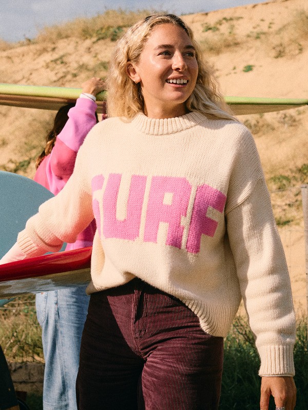 0 Exploring Heart - Crew Neck Jumper for Women Beige ERJSW03674 Roxy