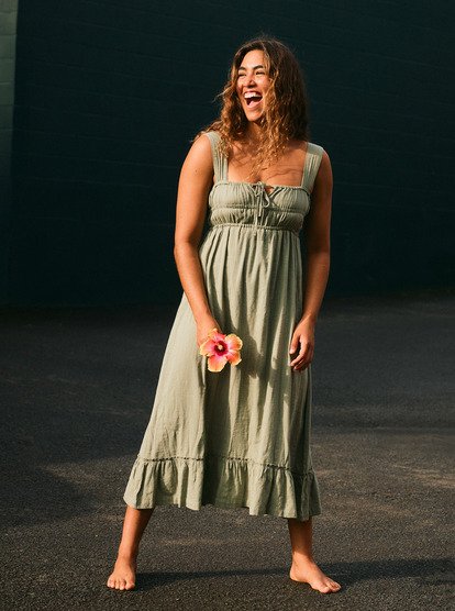 Paradise Winds - Flowy Midi Dress With Elastic Bodice Detailing for Women  ERJWD03916