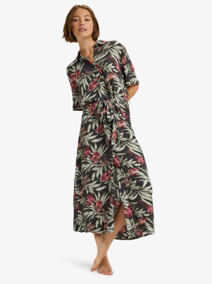 Island Escape Printed - Collared Midi Button Front Midi Dress for Women  ERJWD03923