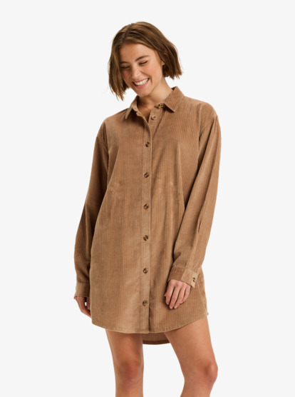 Wavy Lights - Corduroy Shirt Dress for Women  ERJWD03925
