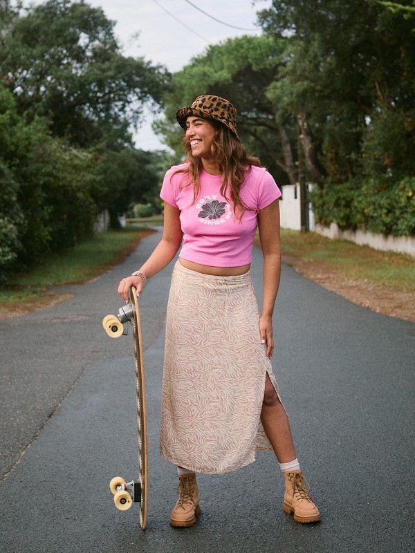 1 Sense Of Secret - Midi Slip Skirt for Women Beige ERJWK03186 Roxy