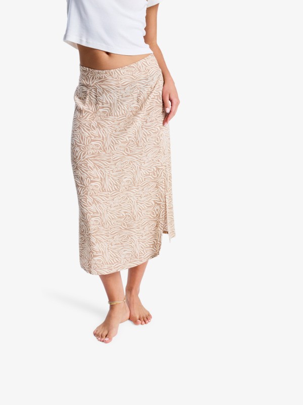 2 Sense Of Secret - Midi Slip Skirt for Women Beige ERJWK03186 Roxy