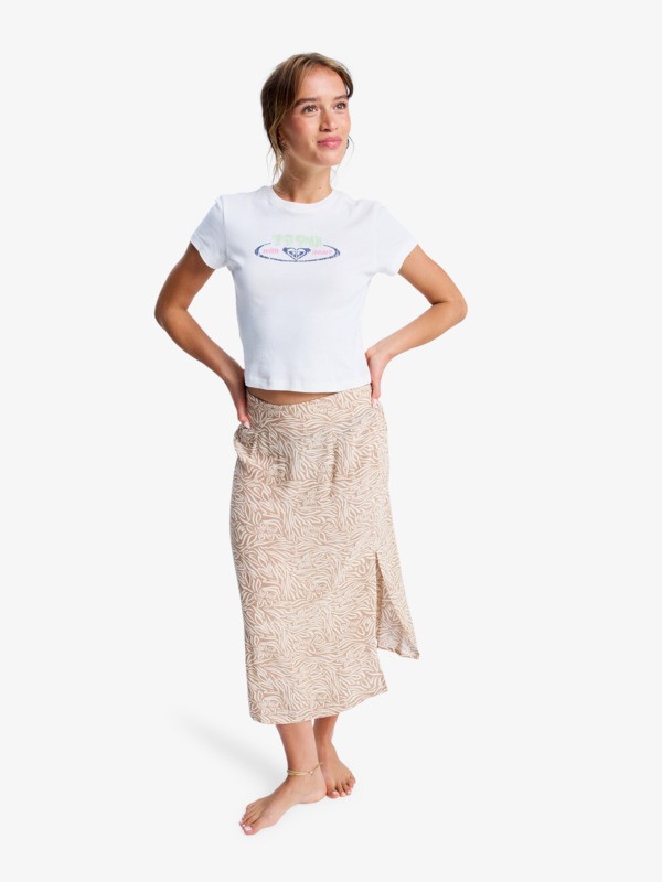 4 Sense Of Secret - Midi Slip Skirt for Women Beige ERJWK03186 Roxy