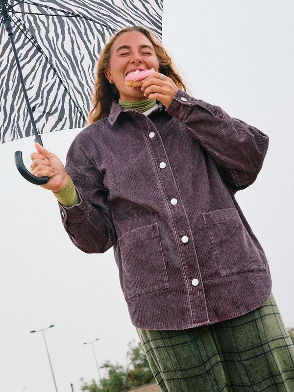 0 Kick Back Washed - Oversized Corduroy Jacket for Women Red ERJWT03697 Roxy