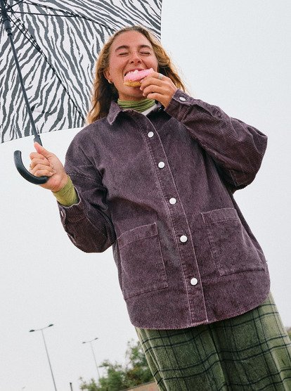 Kick Back Washed - Oversized Corduroy Jacket for Women  ERJWT03697