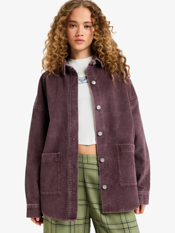 1 Kick Back Washed - Oversized Corduroy Jacket for Women Red ERJWT03697 Roxy