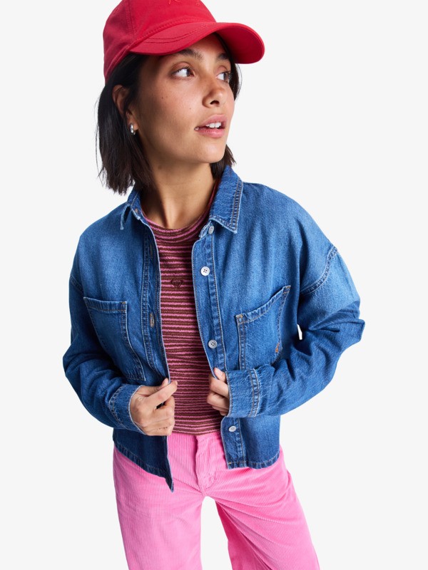 1 Another Reflect - Long Sleeve Denim Shirt for Women Blue ERJWT03704 Roxy