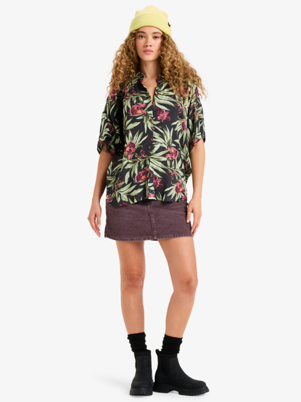 5 Beachy Nostalgia Crinkle - Short Sleeve Shirt for Women Black ERJWT03716 Roxy