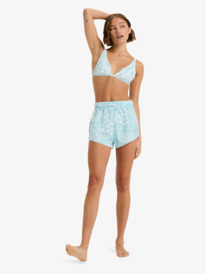 3 Flowers Wave Elongated Tikitri - Triangle Bikini Top for Women Blue ERJX305574 Roxy