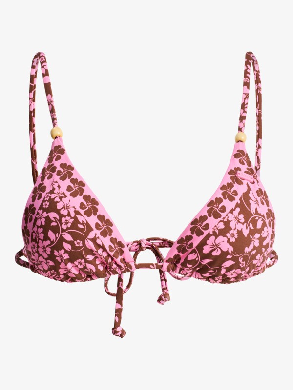 7 Kerlina Tiki Tri - Triangle Bikini Top for Women Brown ERJX305579 Roxy