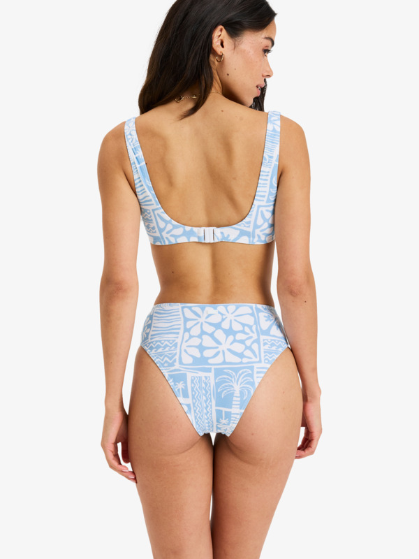 6 Flowers Wave Mid Waist Mod - Bikini Bottoms for Women Blue ERJX405125 Roxy