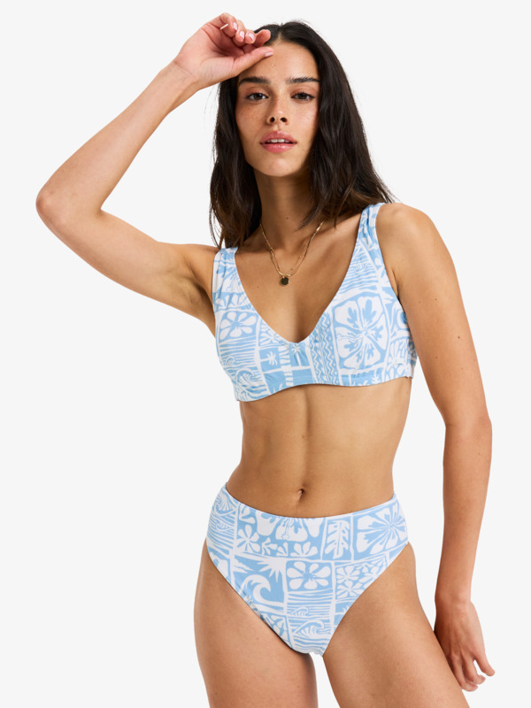 3 Flowers Wave Mid Waist Mod - Bikini Bottoms for Women Blue ERJX405125 Roxy