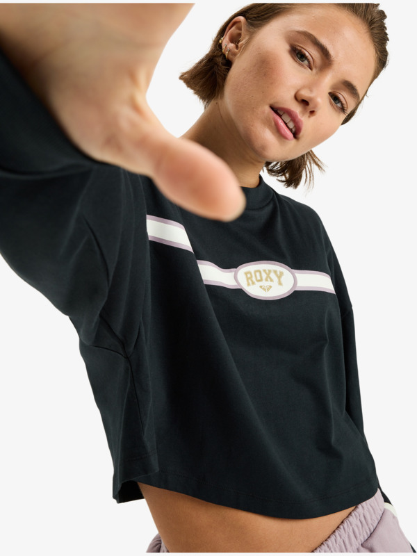 4 Essential Energy Boxy - Long Sleeve Training T-Shirt for Women Black ERJZT06037 Roxy